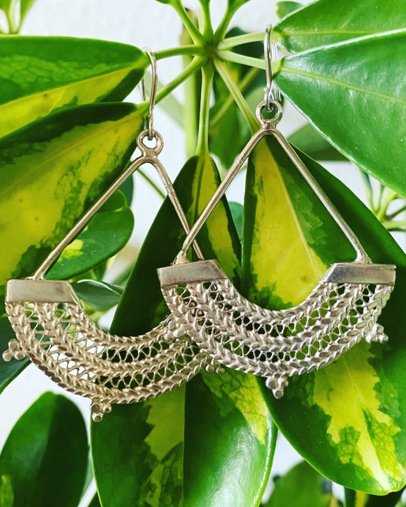 Silver Ethiopian chandelier earrings