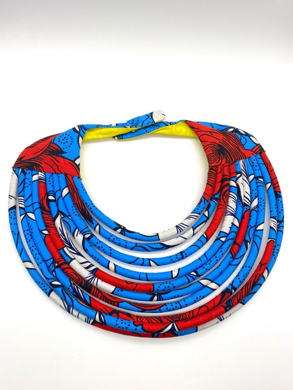 Handmade floral fabric Kenyan statement necklace