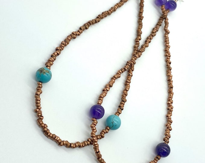 Ethiopian copper reishi bead earrings