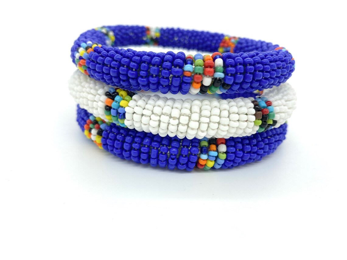 Set of 3 Beaded Kenyan Bangles Etsy