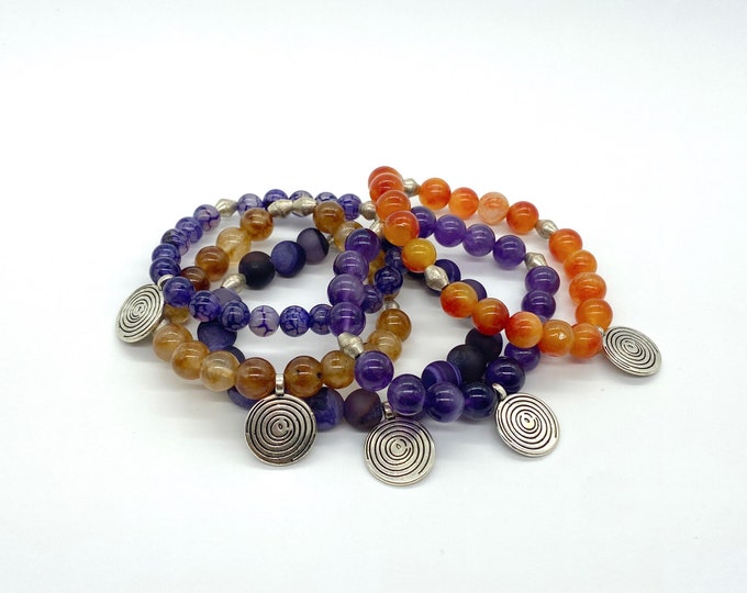 Spiral charm gemstone bracelet