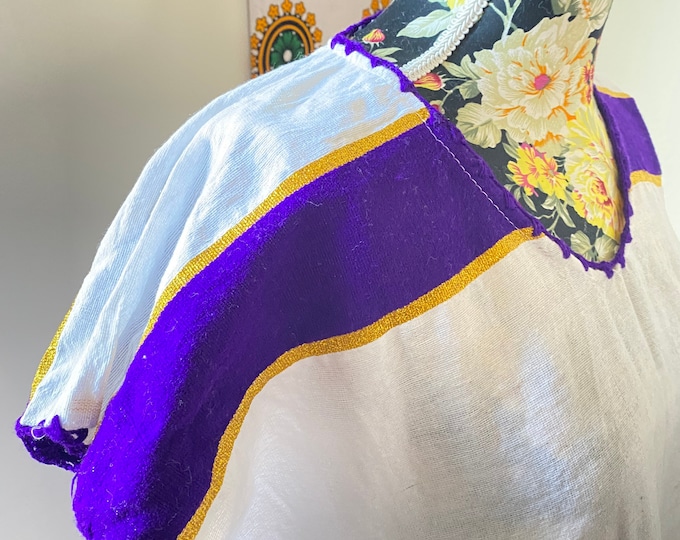 Hand woven cotton Ethiopian dress|Royal purple gold tunic dress