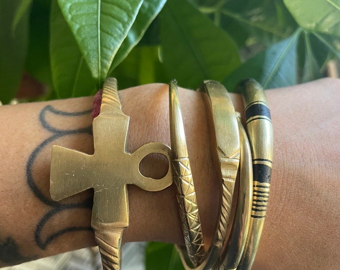 Brass Ankh Cuff Bracelet