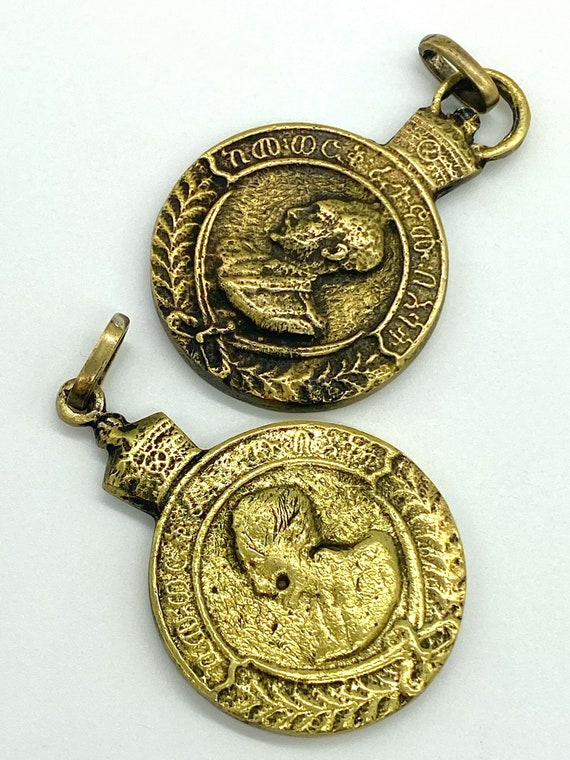Hand made brass Haile Selassie I medallion charm craft supply pendant
