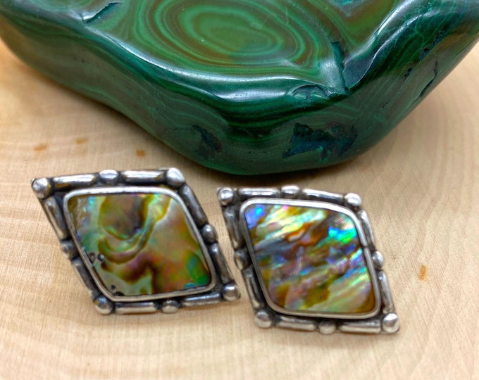 Sterling Silver Bezel Abalone Pendant – Vintage Boho Statement