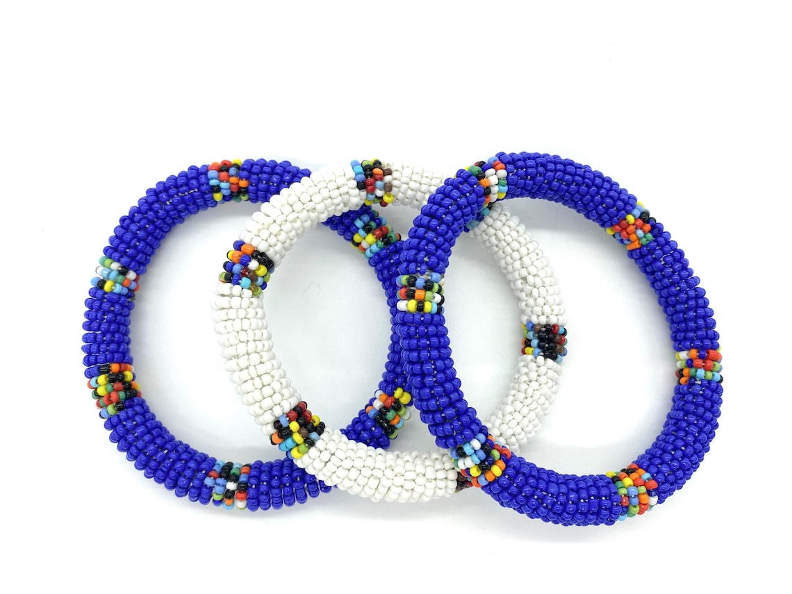 Set of 3 Beaded Kenyan Bangles Etsy