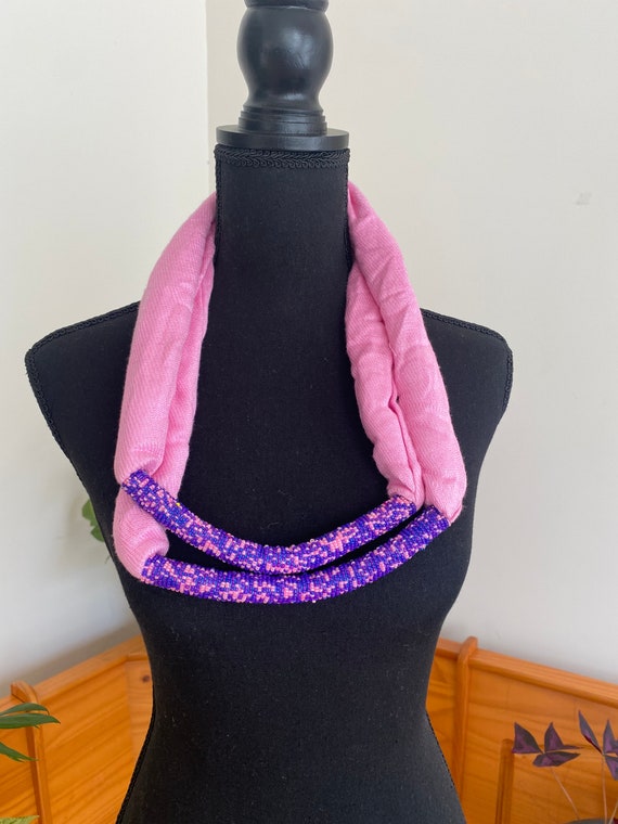 Beaded infinity scarf lariat necklace