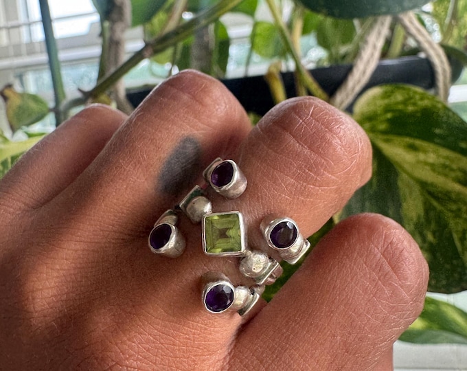 Stacked Light – Amethyst & Peridot in Sterling Silver