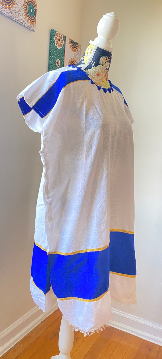 Hand woven cotton Ethiopian Tunic royal blue shirt dress