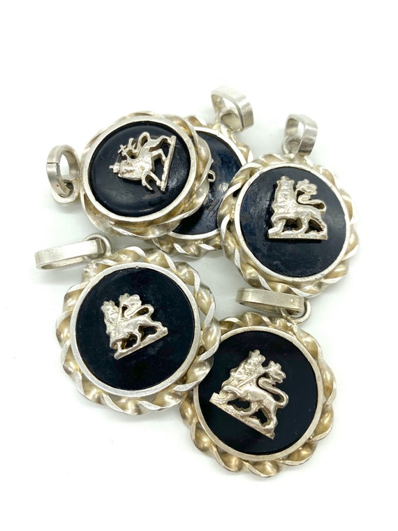 Hand made sterling silver and onyx Lion of Judah pendants