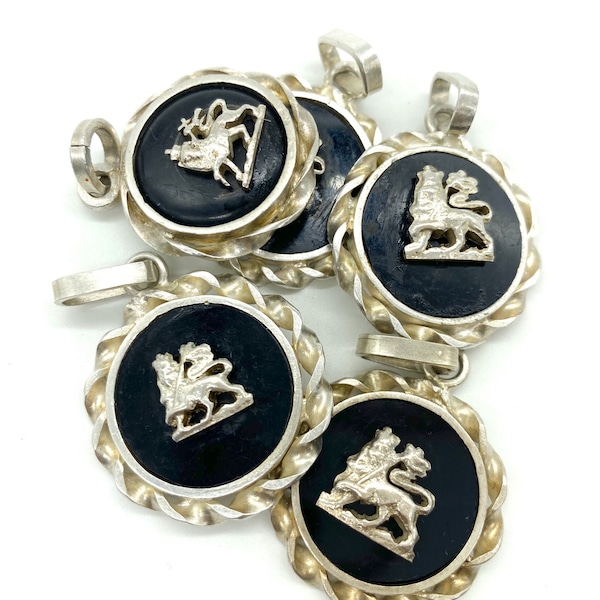 Hand made sterling silver and onyx Lion of Judah pendants