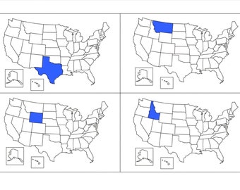 Montessori 3 Part Cards- USA