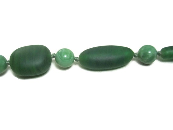 Monet Art Glass Necklace Light Green Marble beads… - image 4