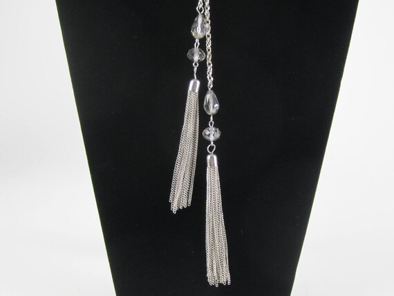 Crystal Ball Lariat Tassel Chain Necklace Solid C… - image 4