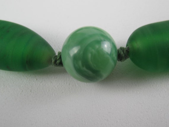 Monet Art Glass Necklace Light Green Marble beads… - image 6