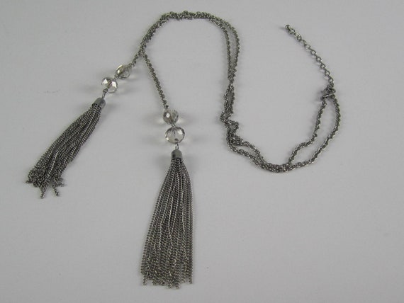 Crystal Ball Lariat Tassel Chain Necklace Solid C… - image 6