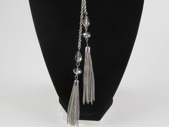 Crystal Ball Lariat Tassel Chain Necklace Solid C… - image 9