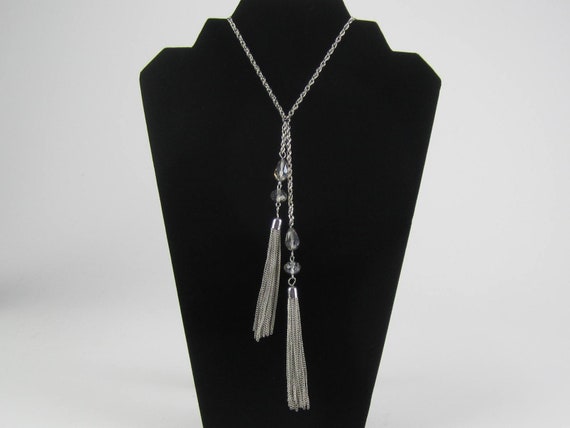 Crystal Ball Lariat Tassel Chain Necklace Solid C… - image 7