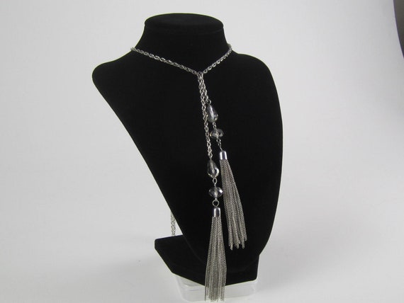 Crystal Ball Lariat Tassel Chain Necklace Solid C… - image 5