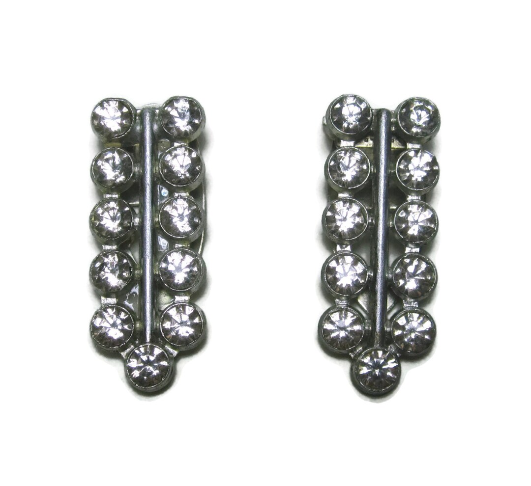 Dress Clips Rhinestones Clear Fur Clips Silver Tone Vintage Etsy