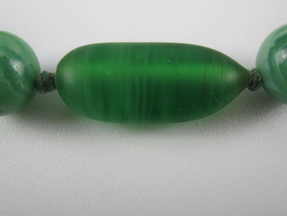 Monet Art Glass Necklace Light Green Marble beads… - image 5