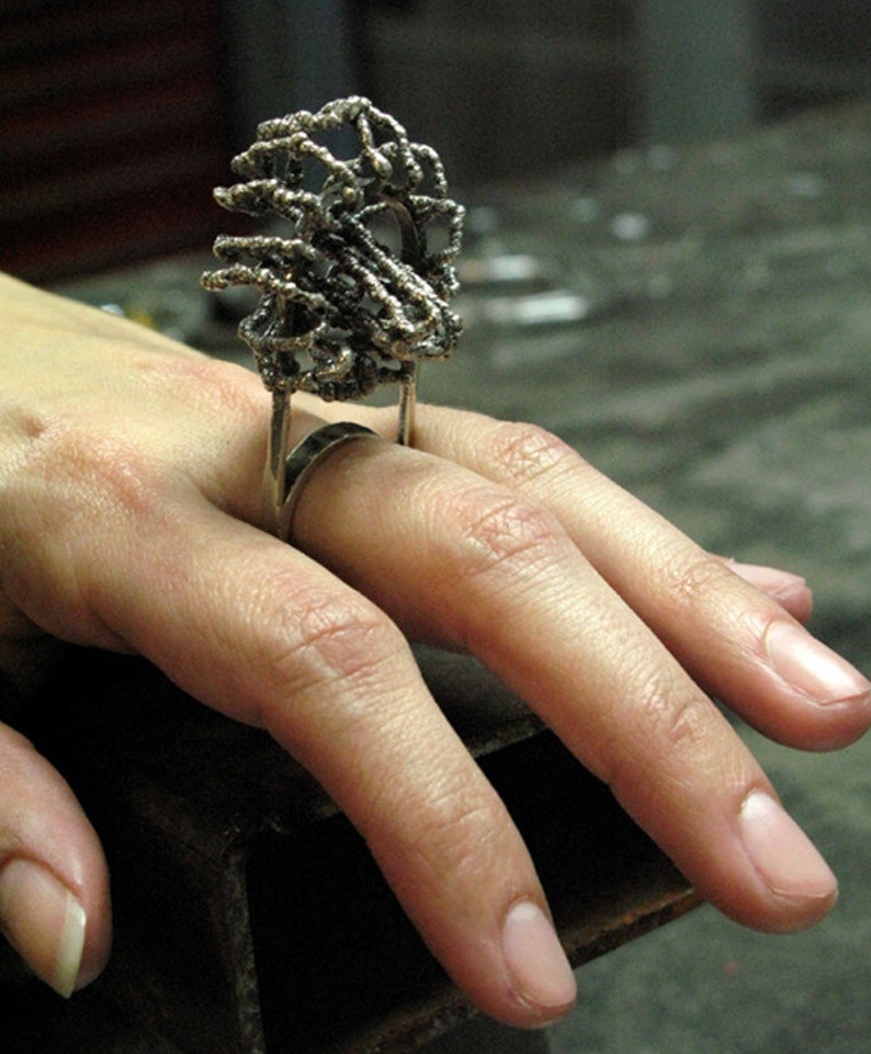 Tendrillar Cluster Ring in Sterling Silver