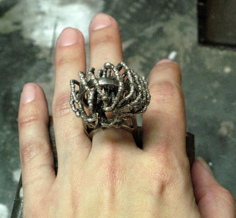 Tendrillar Cluster Ring in Sterling Silver