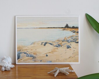 Print of original painting December Seascape-Impressionist oil painting- eight inches by ten inches