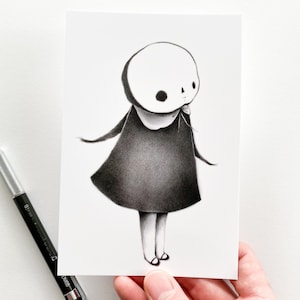 Skeleton Girl, 4 x 6 inch mini postcard print image 1