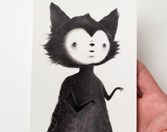 Werewolfin' a 4 x 6 inch mini postcard print