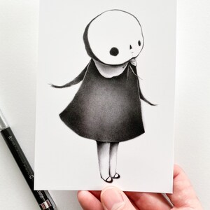 Skeleton Girl, 4 x 6 inch mini postcard print image 3