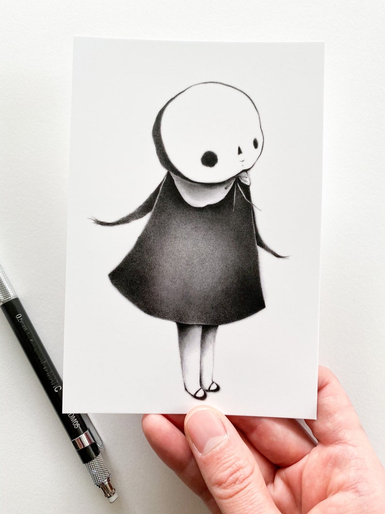 Skeleton Girl, 4 x 6 inch mini postcard print image 3
