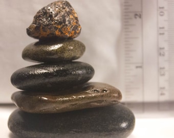 Small Lake Superior Stacked Rock #12 -  Rock Cairn - Beach Rock -  Inukshuk - Fairy Garden - Zen