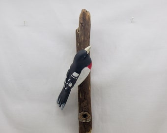 Rose Breasted Grosbeak - right facing. Handcrafted, carved  wooden bird, painted bird, home decor, wall decor, Made in USA