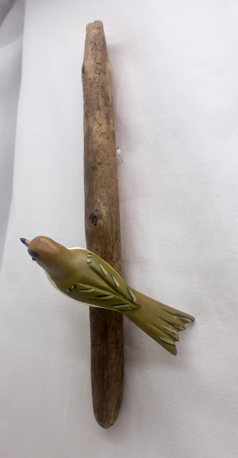 Ovenbird left facing. Handcrafted, carved wooden bird, painted bird, home decor, wall decor, Made in USA image 3