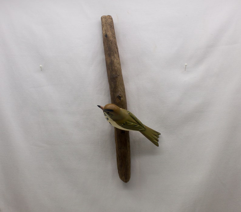 Ovenbird left facing. Handcrafted, carved wooden bird, painted bird, home decor, wall decor, Made in USA image 1