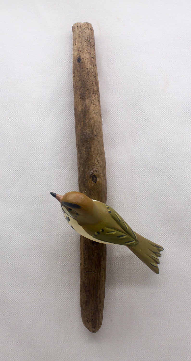 Ovenbird left facing. Handcrafted, carved wooden bird, painted bird, home decor, wall decor, Made in USA image 2