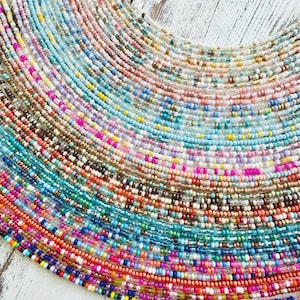 Beaded Choker Necklace, Boho Beachy Necklaces, Muticolored Bead Chokers, Dainty waterproof beaded Jewelry, Adjustable Necklaces