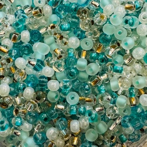 6/0 Czech Glass Custom Mix Aqua Seed Beads, Seed Bead Supply