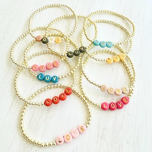 Personalized Beaded Name Bracelet: 14k Gold Filled, Custom Word