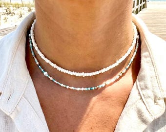 Dainty Beaded Choker, Beaded Chokers, Beaded Necklace, Tiny Seed Bead Choker, Beach Jewelry, Waterproof Choker, Boho Beaded Chokers