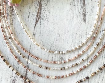 Dainty Beaded Choker, Beaded Chokers, Beaded Necklace, Tiny Seed Bead Choker, Beach Jewelry, Waterproof Choker, Boho Beaded Chokers