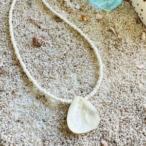 Beaded Chokers, Pearl Shell Beaded Necklace, Beaded Choker Necklace, Beach Jewelry, Waterproof Choker, Boho Beaded Chokers