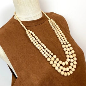wooden statement necklace / BESTSELLER / neutral necklace / natural bead necklace / cream  /  multi strand necklace / wood bead necklace