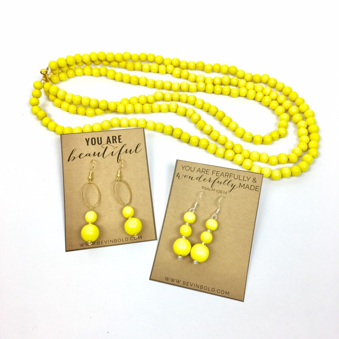 Long Yellow Necklace / Yellow Necklace / Long Yellow Bead Etsy