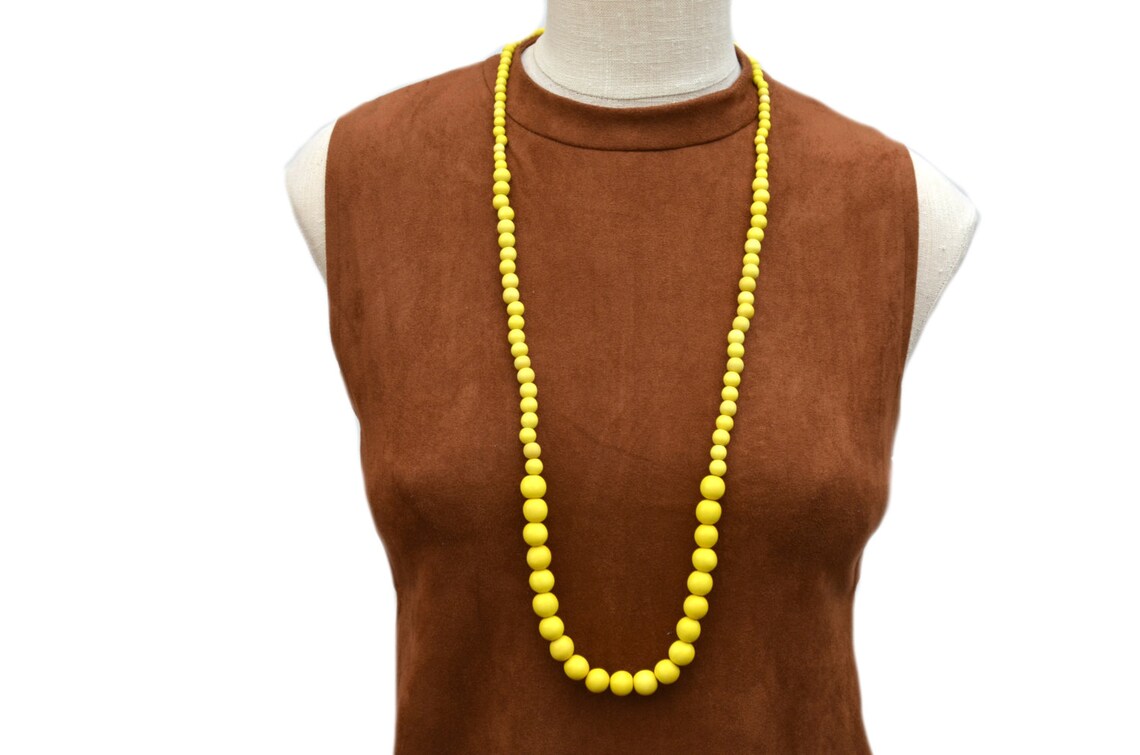 Long Yellow Necklace / Yellow Necklace / Long Yellow Bead Etsy