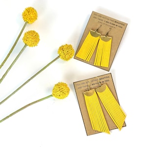 mustard earrings / mustard yellow earrings / yellow earrings / tassel earrings / leather earrings / statement earrings / bohemian earrings