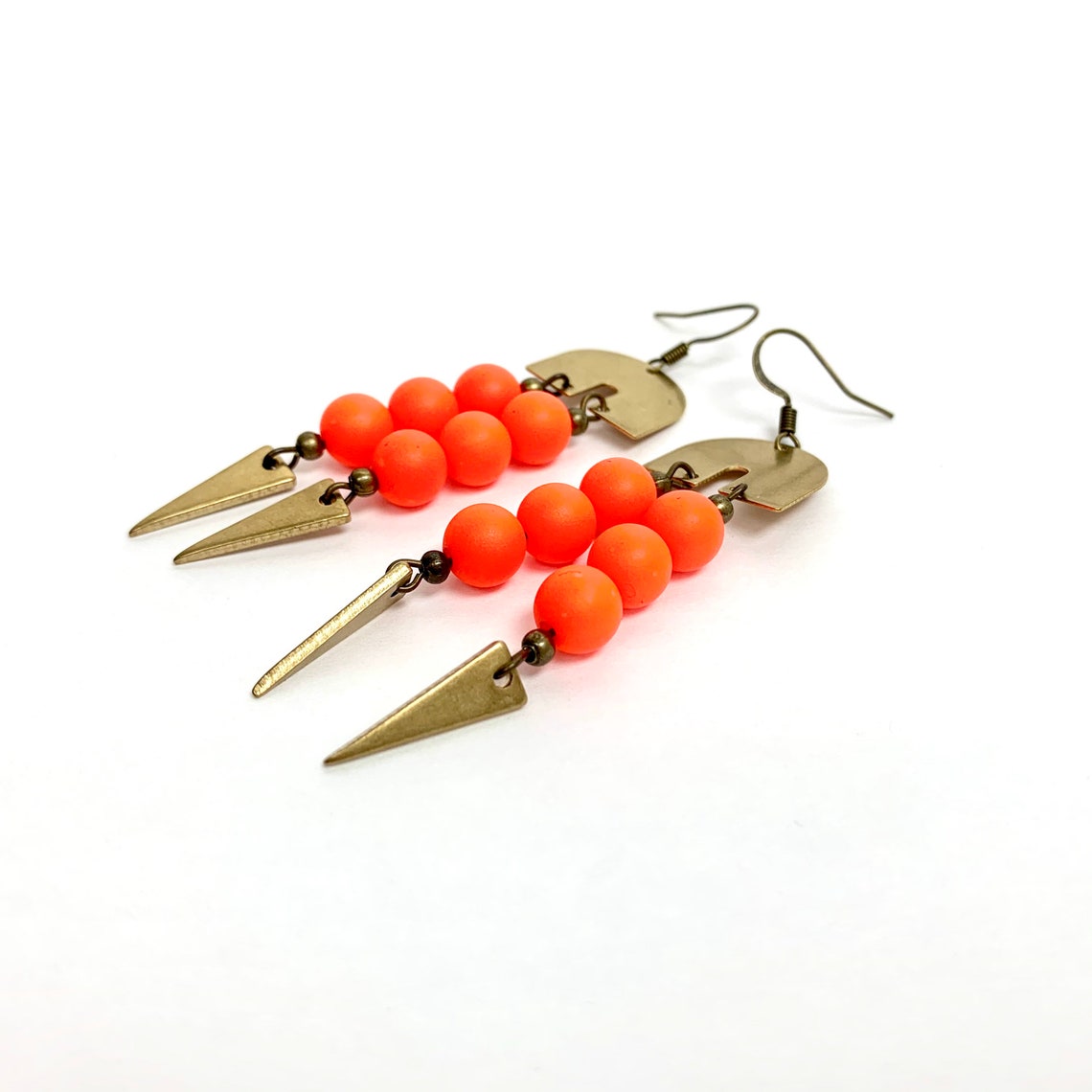 Bright Orange Earrings / Neon Orange Earrings / Summer Etsy