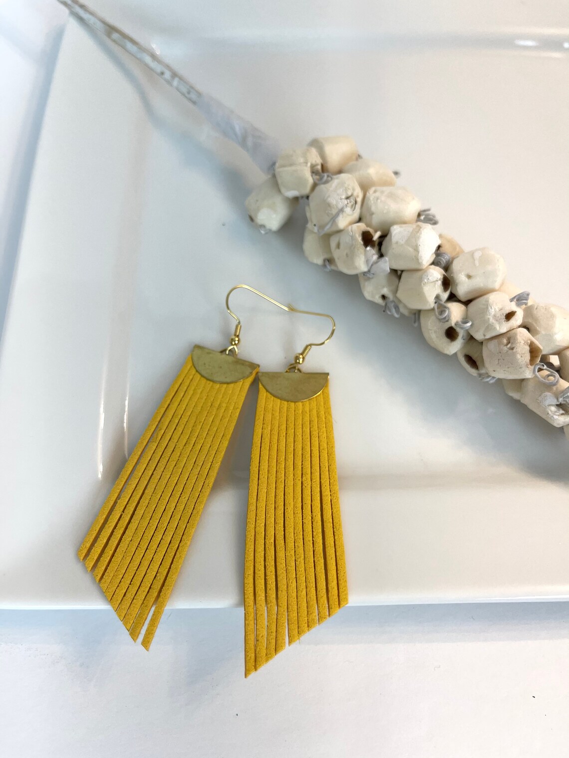 Mustard earrings / mustard yellow earrings / yellow earrings / Etsy