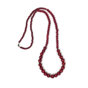 burgundy beaded necklace / maroon necklace / dark red bead necklace / wine colored single strand necklace / wood bead necklace